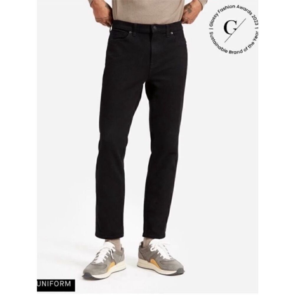 New Everlane The Relaxed 4-Way Stretch Organic Jean in Black Size 33 X 32